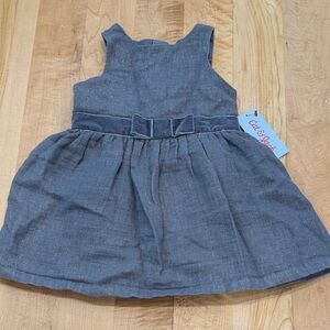 Cat & Jack Girls' Shimmery Slate Grey Velvet Bow Party Dress